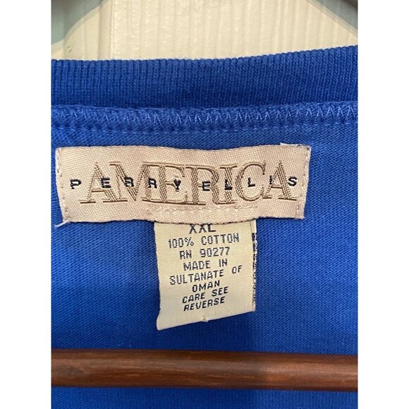 Perry Ellis America Blue S/S T-Shirt Men's Size XXL Orange Spell-out - Picture 4 of 8